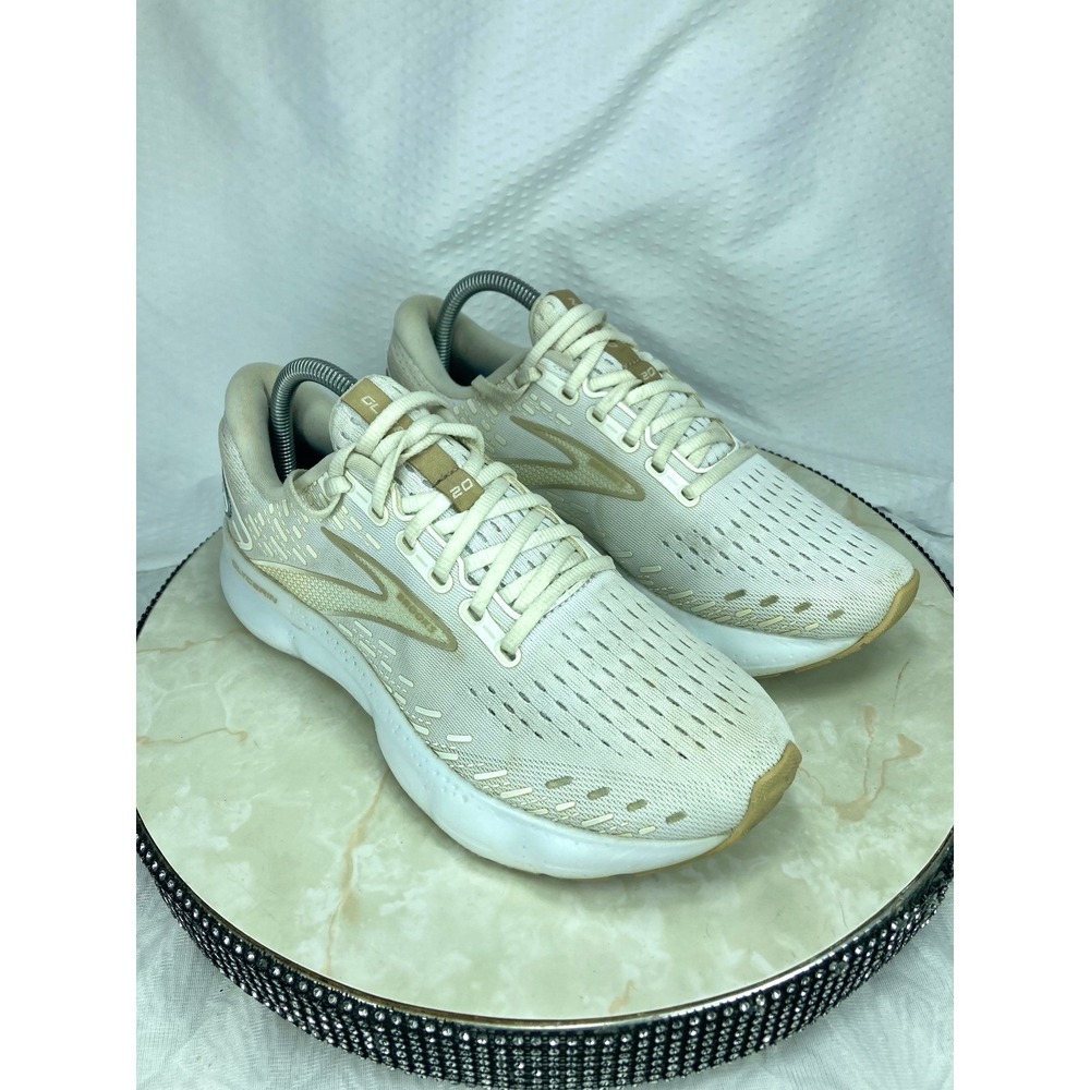 Brooks Glycerin 20 Neutral Running Shoes Womens 9 Cream Tan Performance Sneakers